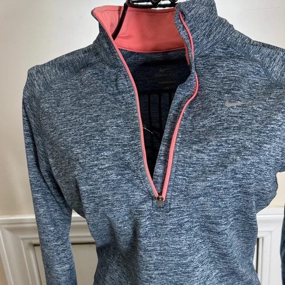Nike Gray Heather Quarter-Zip Pullover with Coral Zipper - Picture 7 of 11